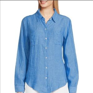 Lilly Pulitzer Linen Point Collar Long Sleeve Button Down Shirt